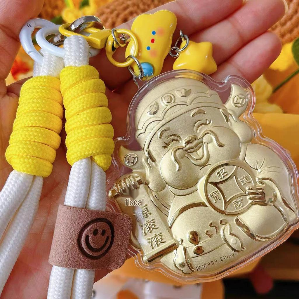 Zawieszka i brelok Bóg Bogactwa z czystego złota 999 - Urok Maneki Neko