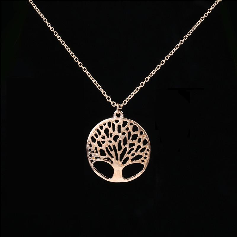 Collier arbre à souhaits circulaire creux, chaîne de pull, accessoires de bijoux de vie nordique
