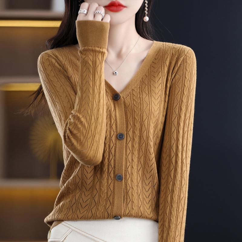 V-hals Uitgesneden Gekamde Wol Vest voor Dames In Lente en Herfst Nieuwe Stijl Airconditioning Shirt Gebreide Jas Dunne Top