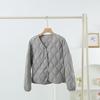 Autumn and winter new simple V-neck casual light and thin short down jacket women's jacket versatile collarless light and thin liner