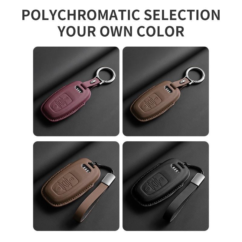 Leather Car Key Case Cover For A4L A5 Q7 TT TTS A3 A4 B9 A6 A7 4K A8 E-tron Q5 Q8 C8 D5 SQ8 Car Keychain Accessories