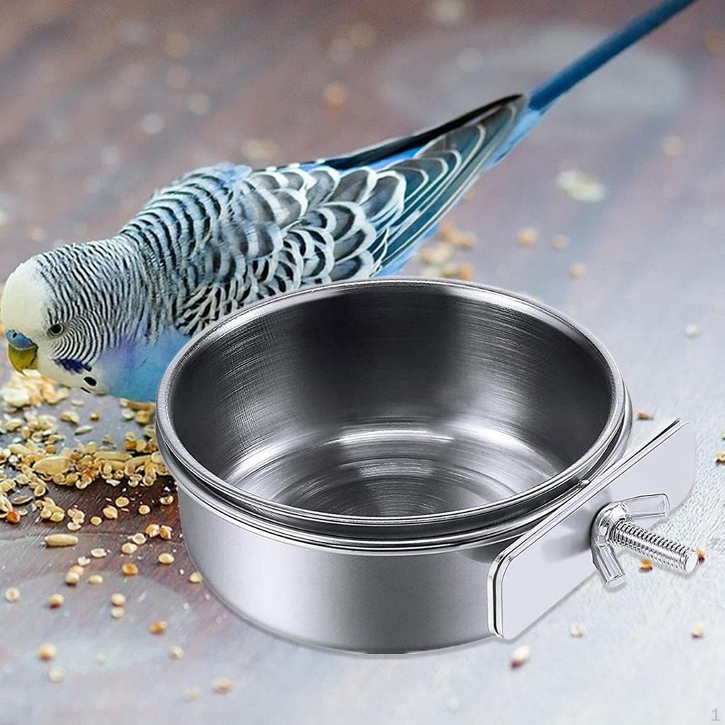 Bird Feeding Dish Cup Bowl with Clamp Holder, Parrot Food Bowls Birds Cage Water Bowl,