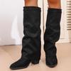 European and American high leg pants boots 2026 autumn pleated thick heel sleeve high-heeled fashion boots for women