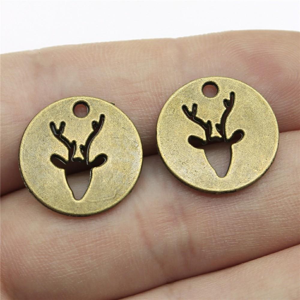 10pcs  Charms Christmas Deer Sika Antique Bronze Silver Color Pendants Making DIY Handmade Tibetan Silver Color Jewelry