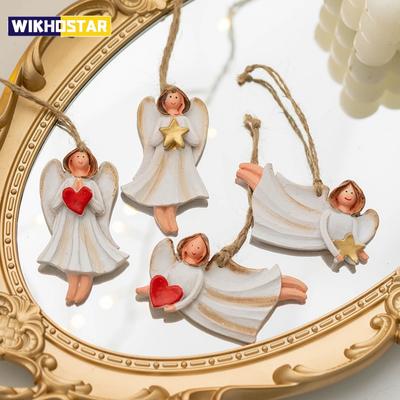 Christmas Ornament Resin White Prayer Angel Hangs Xmas Tree Pendant Personalized Product Hanging Decoration Home Decor