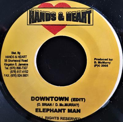 7inch Record ELEPHANT MAN - Downtown NONE Hands & Heart 2005 Jamaica Reggae, Ska & Dub Used