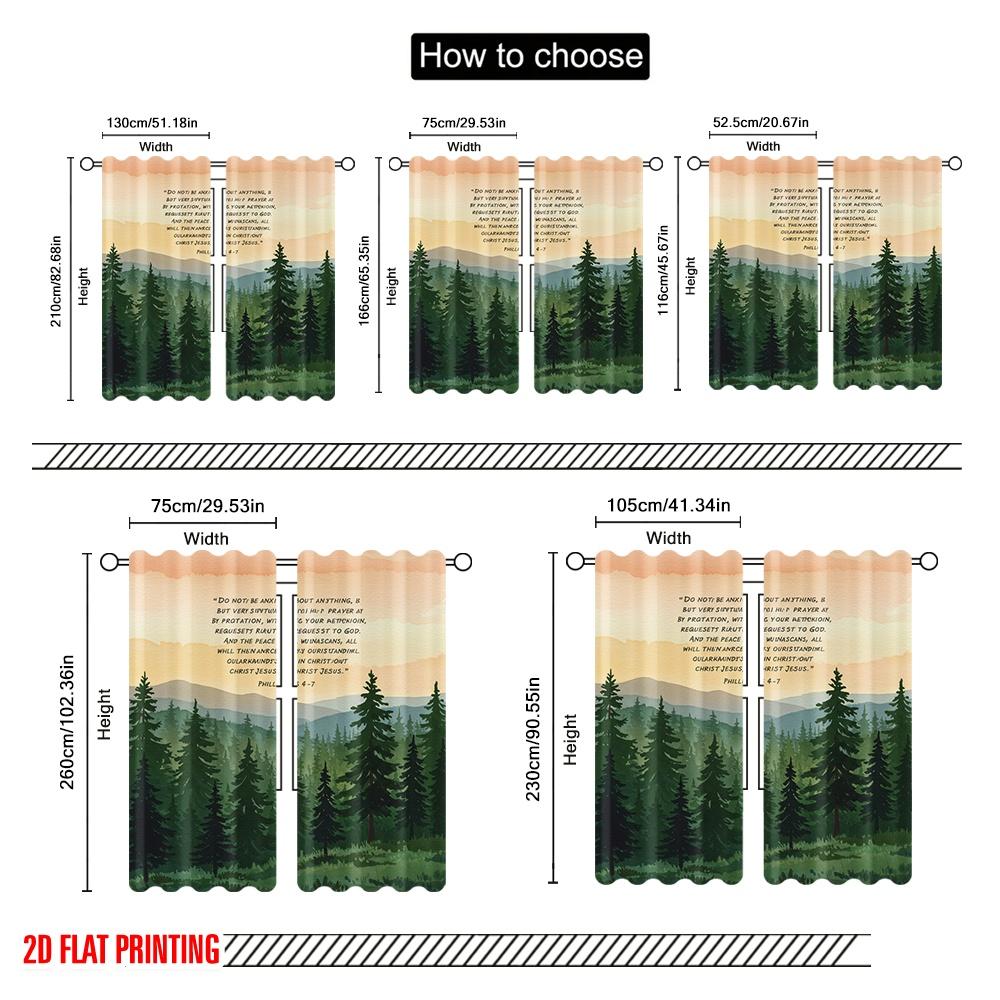 2pcs 2D Flat Printing Drapes Philippians 4 6-7 Peace Greeting Polyester Without Electricity Birthday Party Use for Decorations