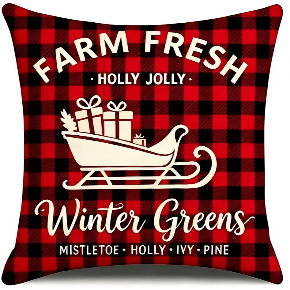 Festive Christmas Cushion Cover - Warm Patterned Pillowcase for Sofa, Bedside, Living Room, and Car