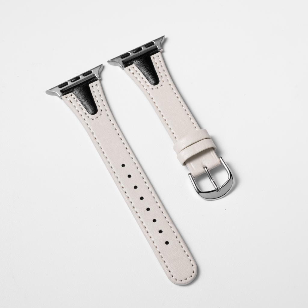 Leather Band for Apple Watch Series 11 10 9 8 7 6 5 4 SE Slim Strap for Iwatch 38mm 40mm 41mm 42mm 45mm 49mm Two Color Bracelet