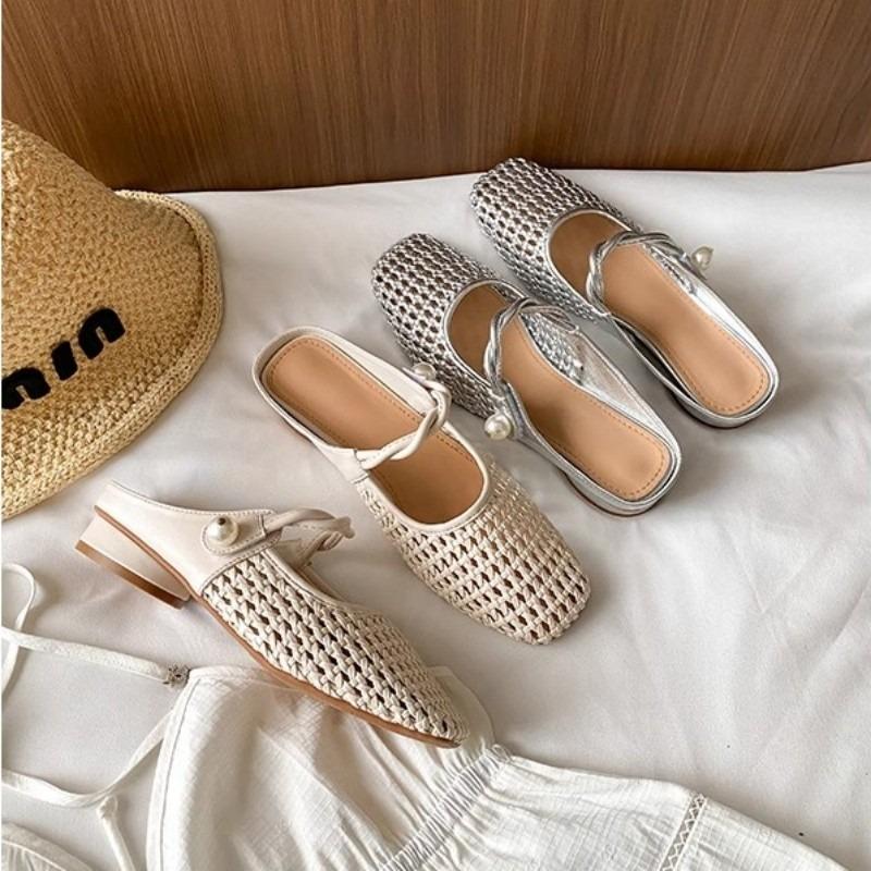 Fashion Fashion 2025 Closed Toe Women's Slippers New Outdoor Best Seller String Bead Daily Hollow Out Light Comfortable Flat Slippers