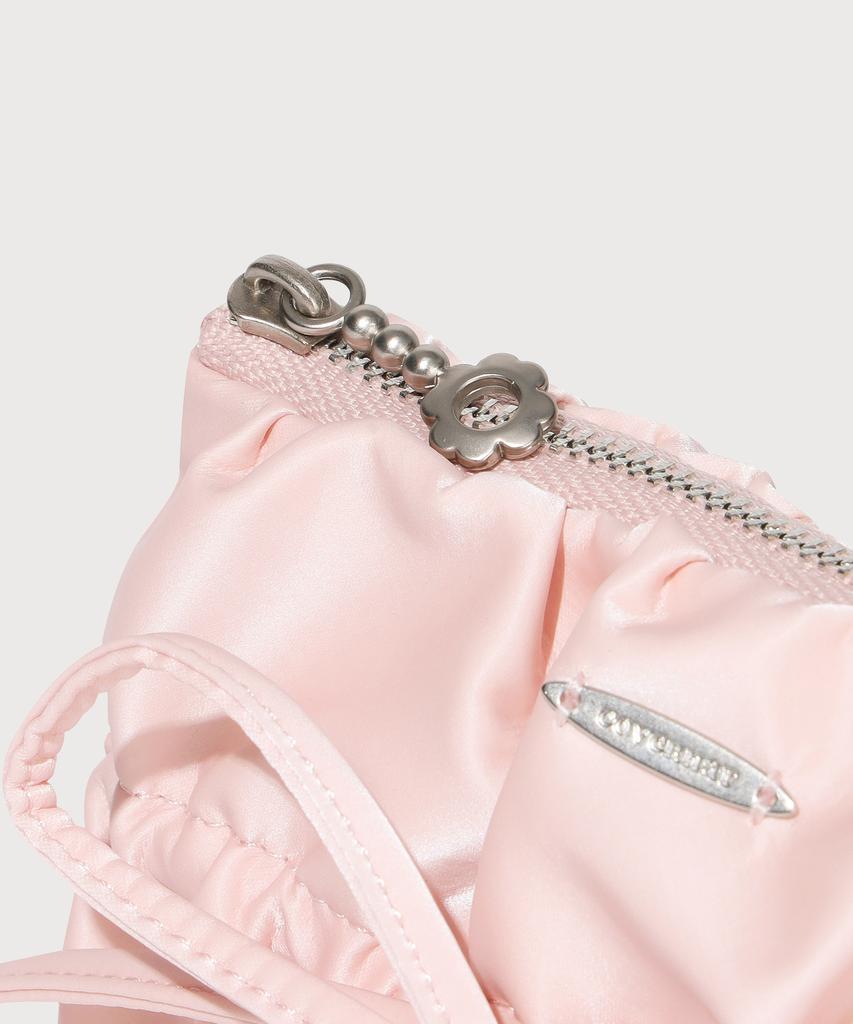 COVERNAT WOMAN Clover Heart Shirred Ribbon Handle Pouch Light Pink