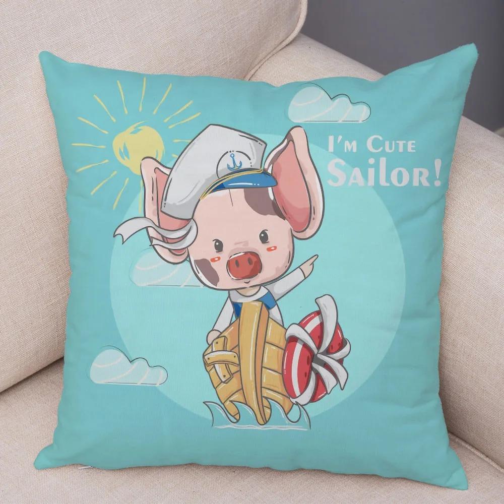 Büro Wohnzimmer Zuhause Kissenbezug Cartoon Haustier Schwein Kissenbezug Auto Ornamente