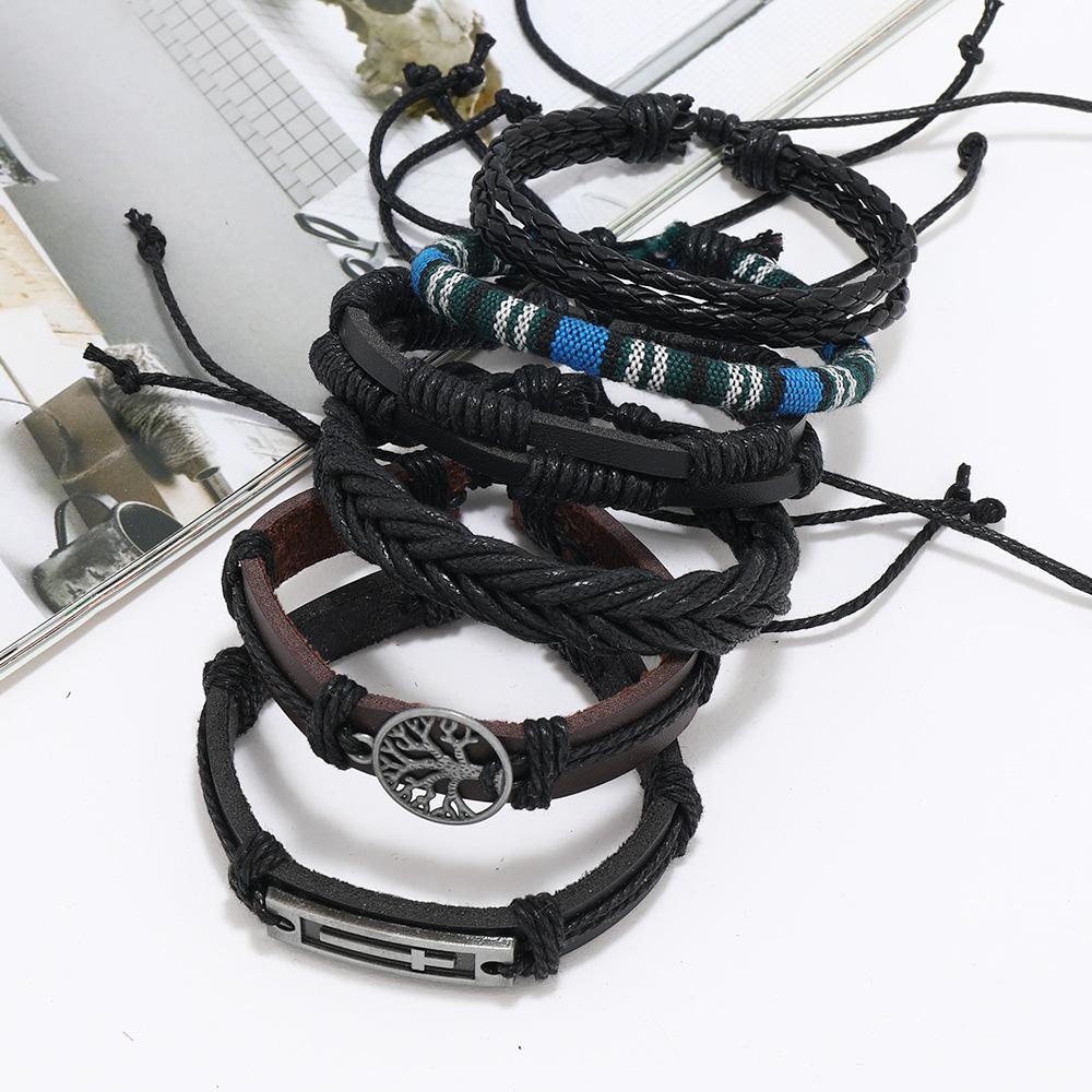 European and American Cross-border Jewelry, Men's Tree of Life Cross Bracelet, Multi-layer Set Retro Bracelet Bracelet Wholesale