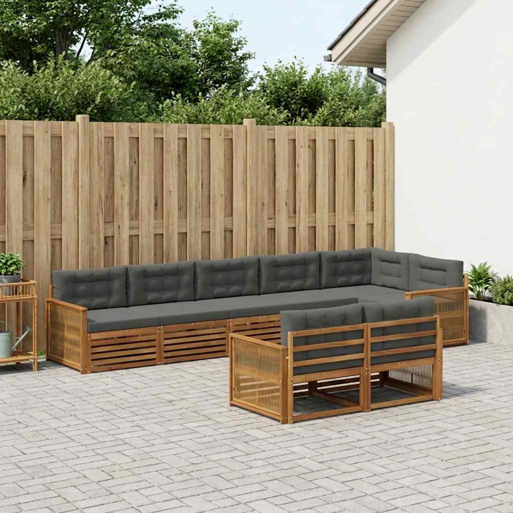 Outdoor Sofa Set with Cushions 8 pcs Natural and Anthracite