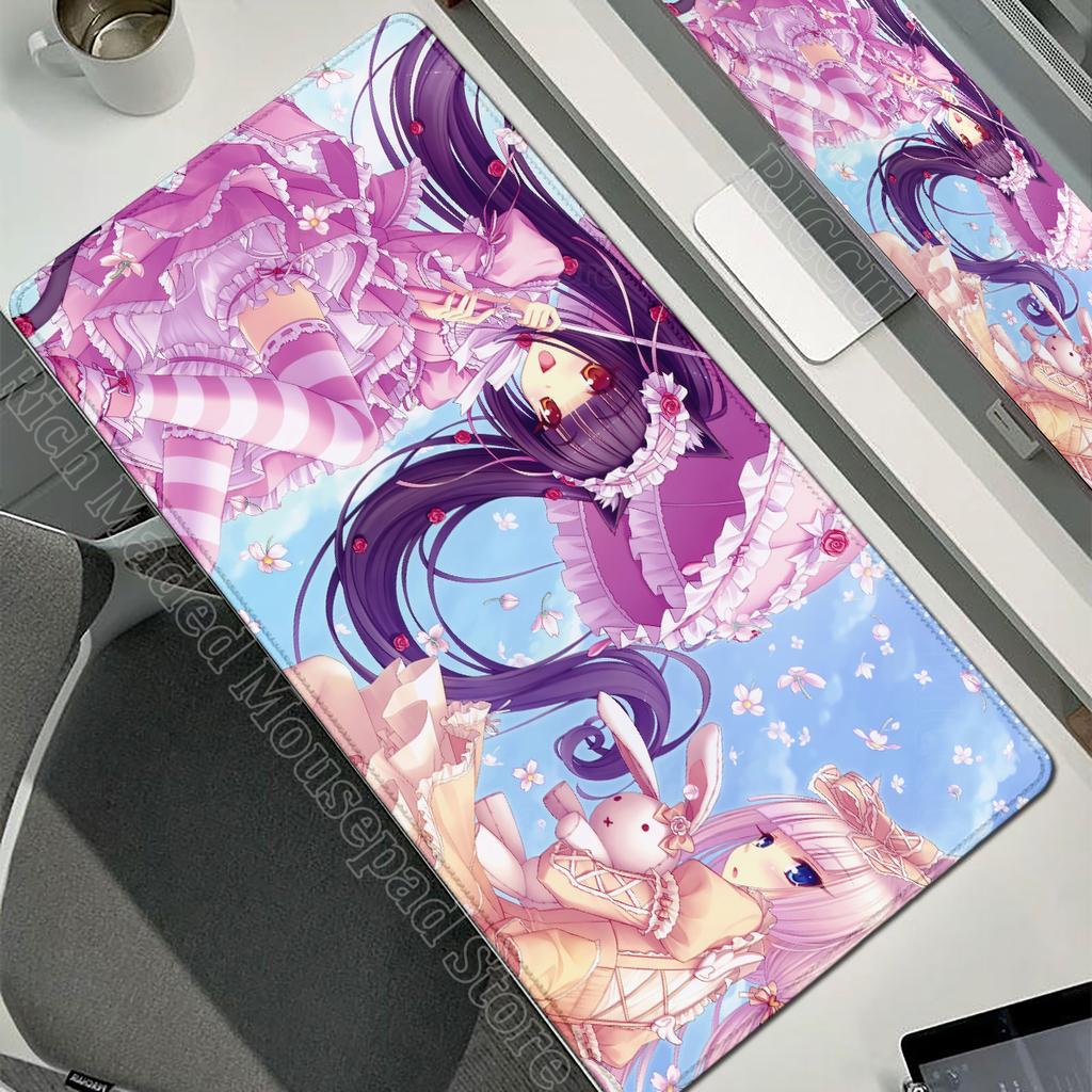 XXL Gamer Computer Desk Mat Nekopara Mouse Pad Cute Anime Girl Mousepad Carpet Office Laptop Mousemat Desktop Table Mat 900x400