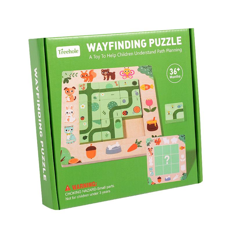 Children s Wooden Pathfinding Game Cards for Ages 3-6: Logical Thinking Training