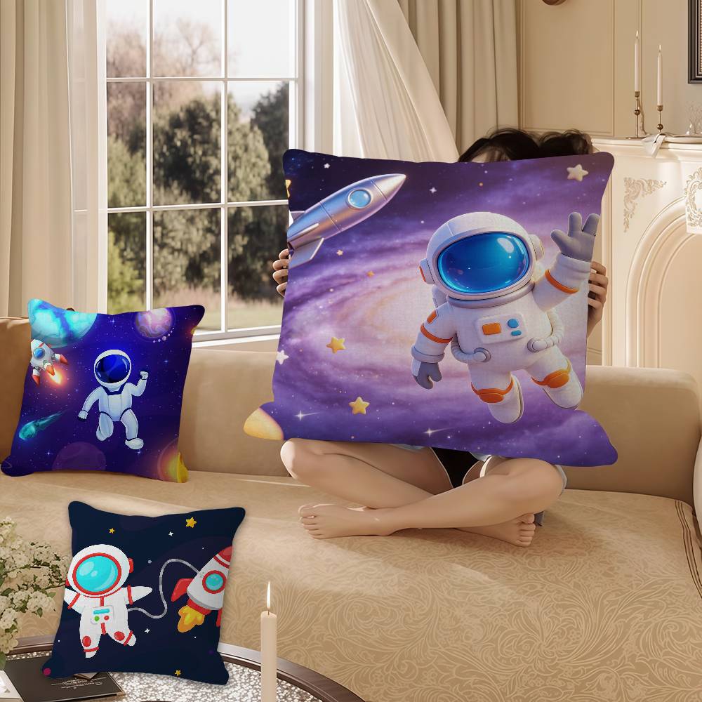 Cartoon Astronaut Outer Space Planet Pillow Cushion Cover Pillowcase Living Room Sofa Home Decor Customized