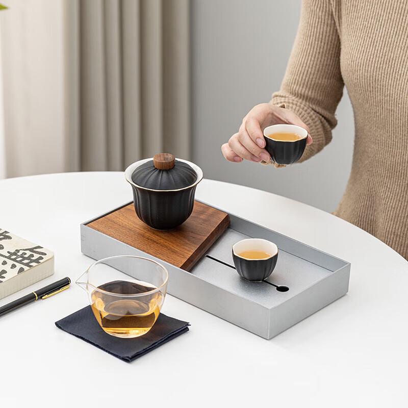 Zen Black Portable Glass Travel Tea Set