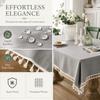 Fade Resistant Tassel Tablecloth Gray Cotton Linen Table Cover Table Cloth  Indoor Outdoor