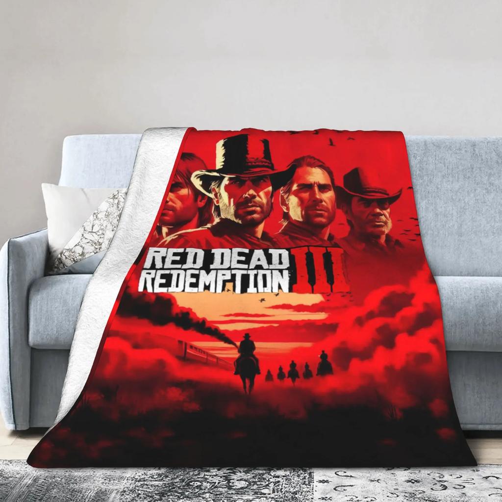 RDR Video Game Flannel Blanket Soft Winter Throw for Bedroom Sofa Bedspread Graphic Cover for Girls Boys