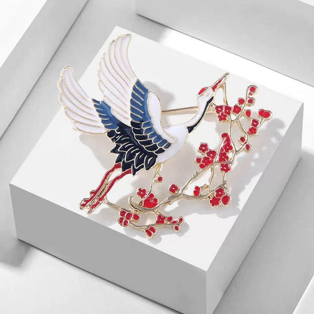Luxurious Plum Blossom Crane Brooch Stylish Lapel Pin Jewelry Ideal For Fashionable Women Seeking Unique Style