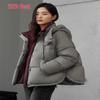 Women's Short Hooded Color-Block Down Jacket