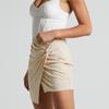 High-waisted Twisted Short Skirt New Solid Color Zipper Irregular Skirt for Summer