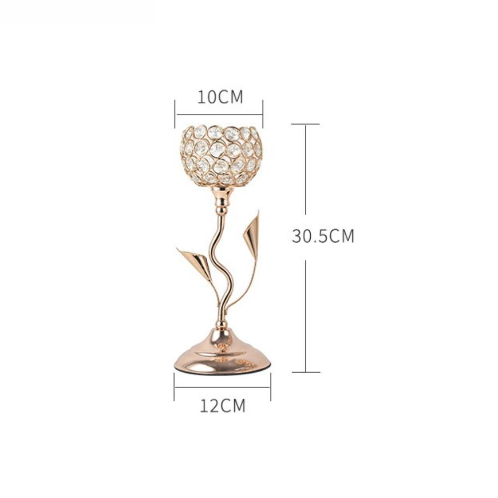 

Gold Crystal Candle Holder Modern Tealight Candlestick Light Luxury Ornaments for Table Centerpiece Wedding Birthday Decoration