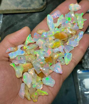 Polished White Uncut Opal Stone, Multi Fire Opal, 7-15 MM Size Rough. Opal Rough Lot.