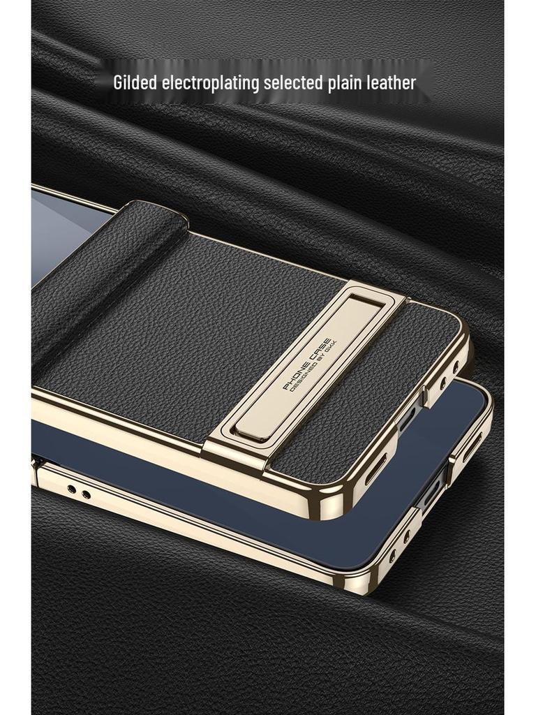 Samsung Galaxy Z Flip7 Magnetic Leather Full Coverage Case with Electroplated Hinge - GKK