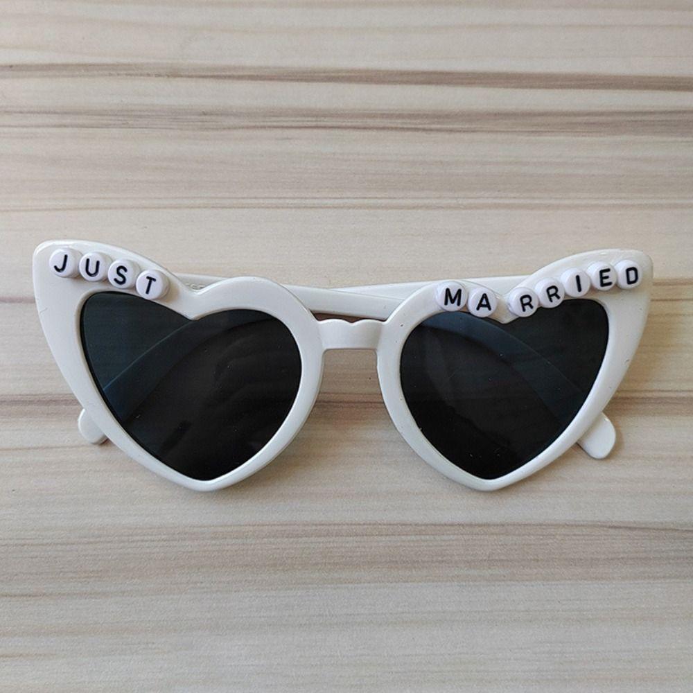 Letter JUST MARRIED Heart-shaped Sunglasses Sun-Protective Bride Accessories Outdoor Sunglasses Eyewear Driving Glasses белый