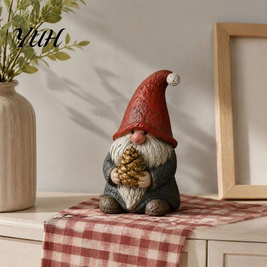 Creative Seasonal Table Centerpieces Santa And Deer Figurine, Christmas Gnome Resin Statue, Holiday Collectible Figures Centerpiece for Home