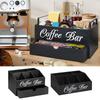 Coffee Tea Holder Basket Countertop Wooden Basket Holder Coffee Station Organizer With Removable Dividers Coffee Bar Decor