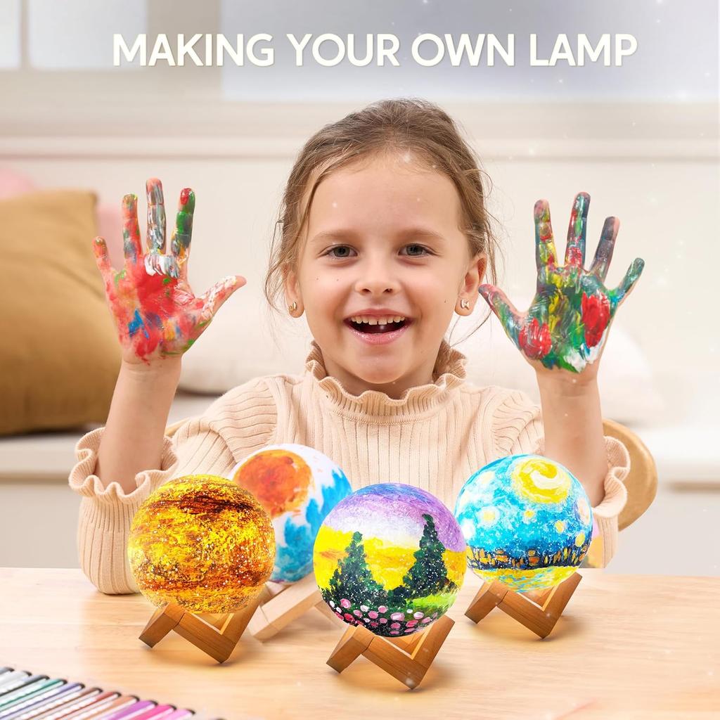 DIY 3D Moon Night Light Designed For Kid Paint Your Own Moon Lamp Package Galaxy Lamp Arts plus Crafts Package School Activities Gifts