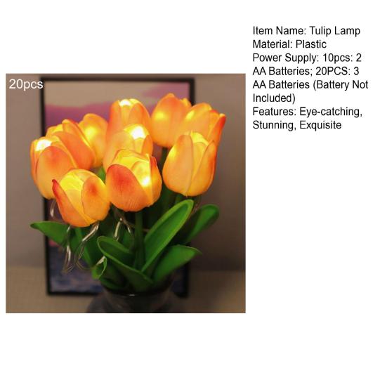 LED-beleuchtete künstliche Tulpenblumenlampe Real Touch Fälschung Tulpenstrauß Nachtlicht mit Band für Valentinstag Ostern Heimküche Hochzeitsdekoration
