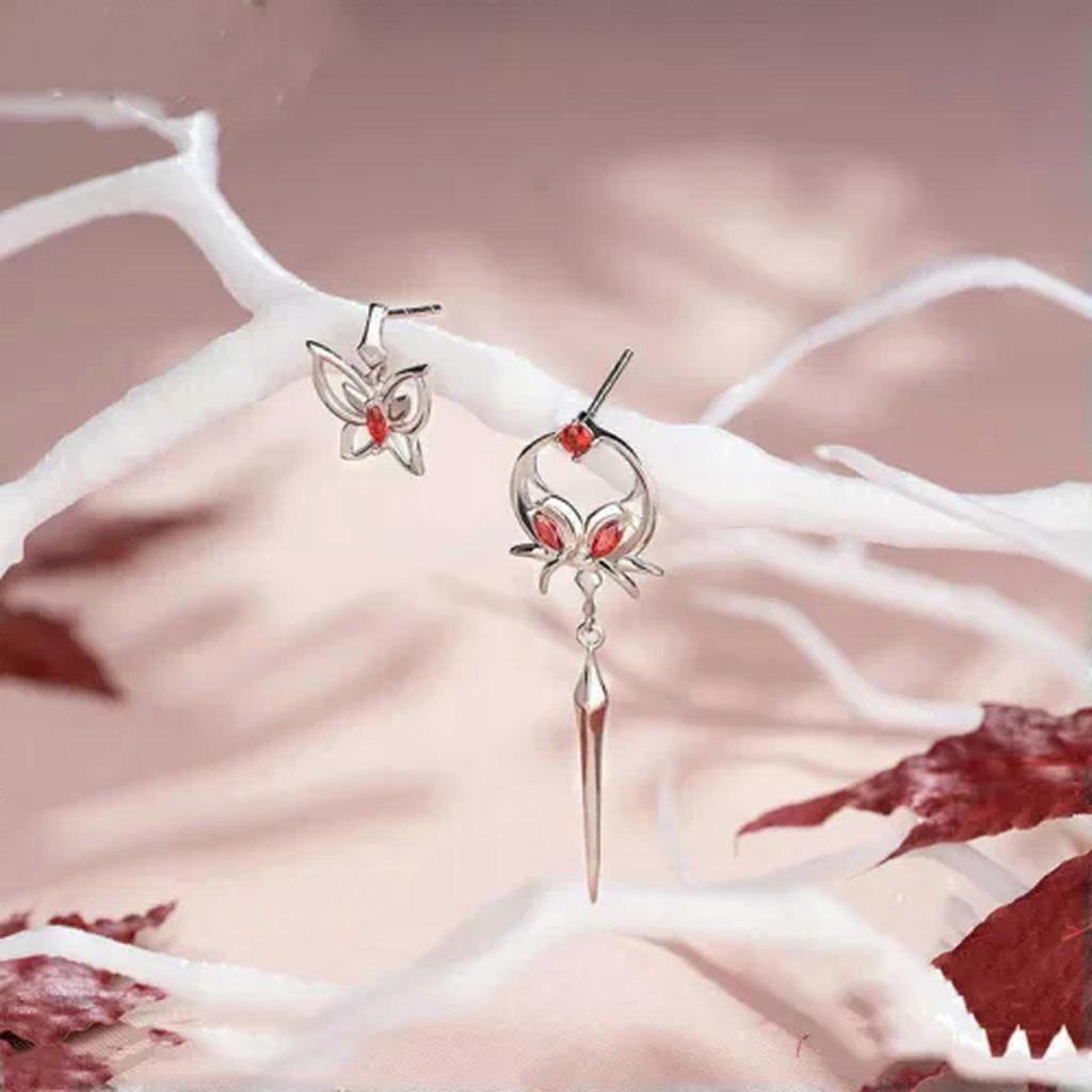RSAMD 1Pair Anime Irregularity Pendant Ear Stud Women Silver Color Earrings Jewelry-1