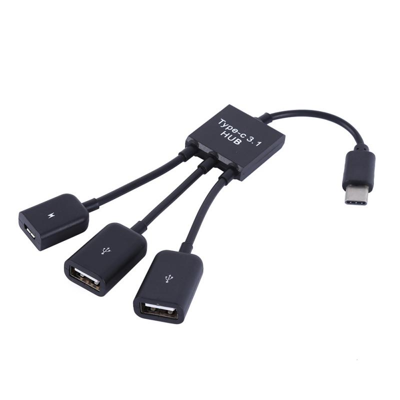 15cm USB Type C 3.1 Male To Dual USB 2.0 Female OTG Charging Cable 2 Port HUB Cables 1 To 3 Cord or Y Splitter Cables