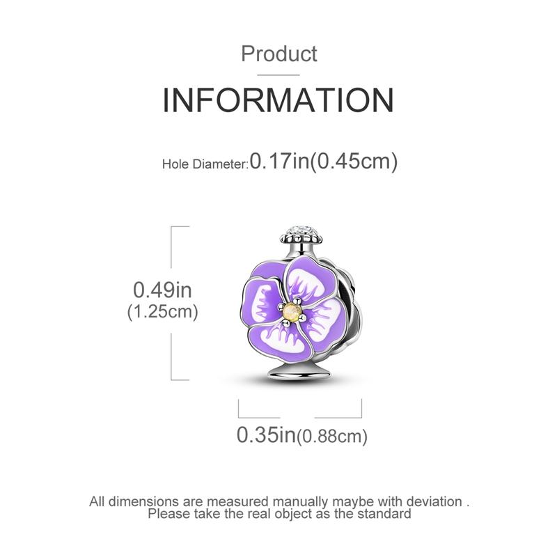 Original Charms Copper Purple Flower Perfume Bottle Beads Fit Charms Plata Bracelets For Women Women Jewelry Making Diy