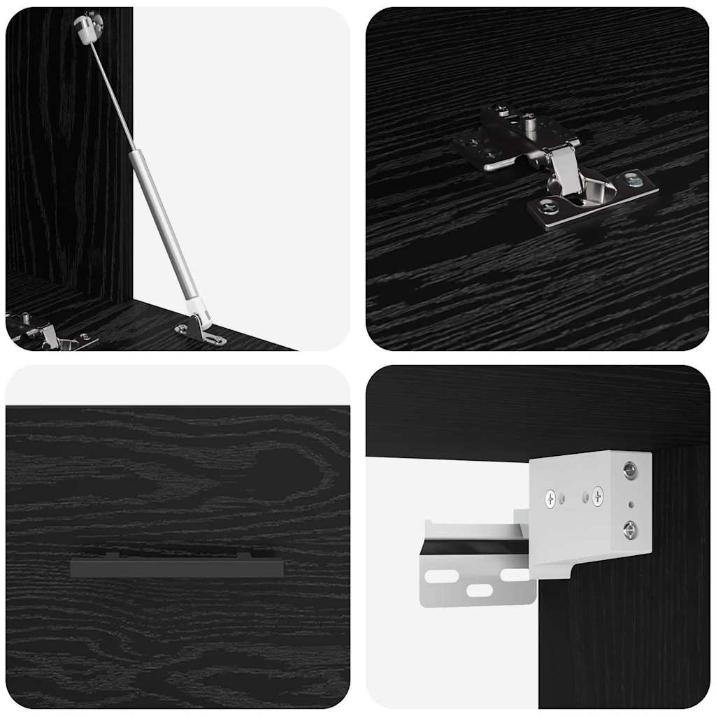 Wall Mounted Wall Cabinet Black Oak Effect 80 X 36.5 X 35 Cm
