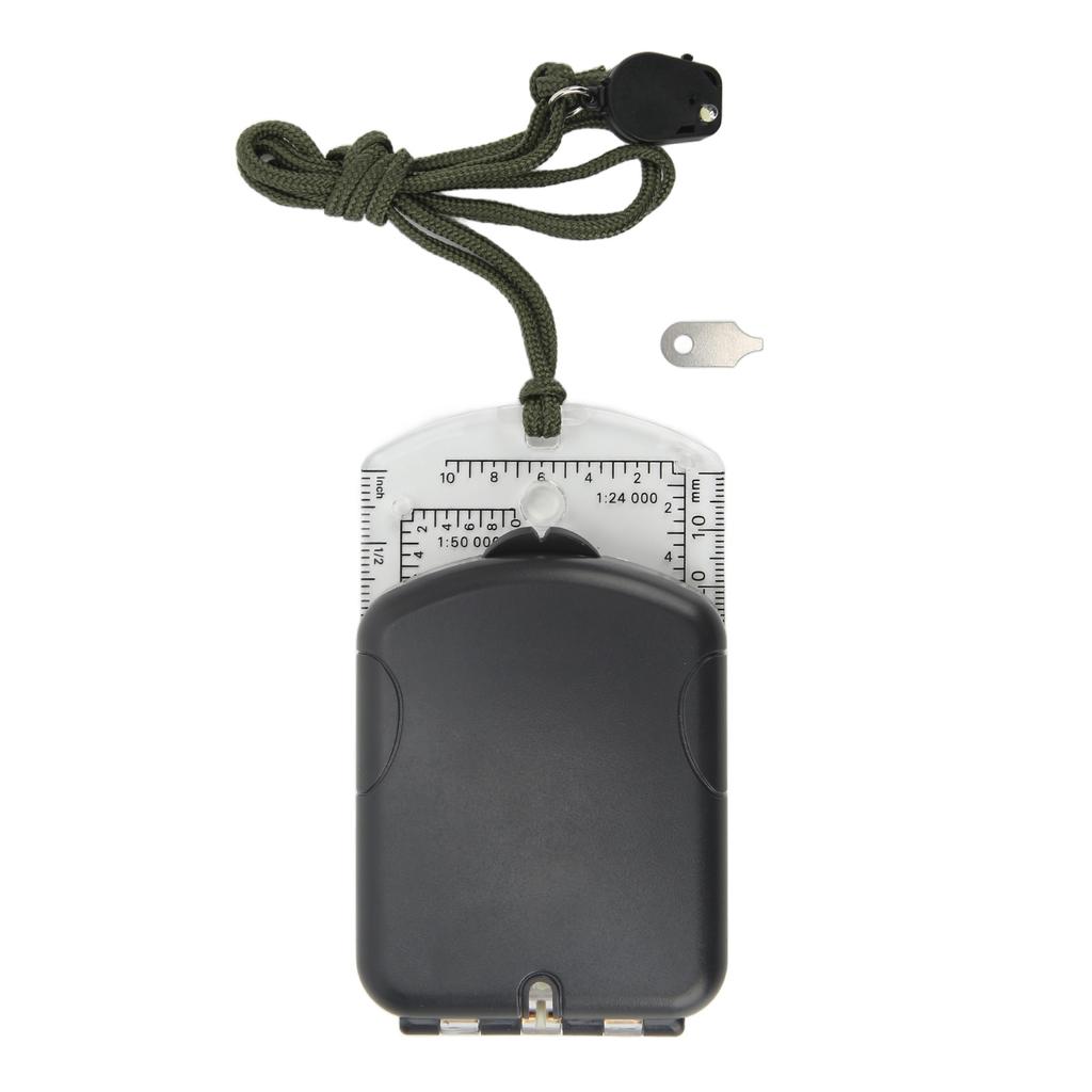 Multifunctional Plastic Compass with Scales Portable Gradiometer Magnifying Glass LED Lamp Tool