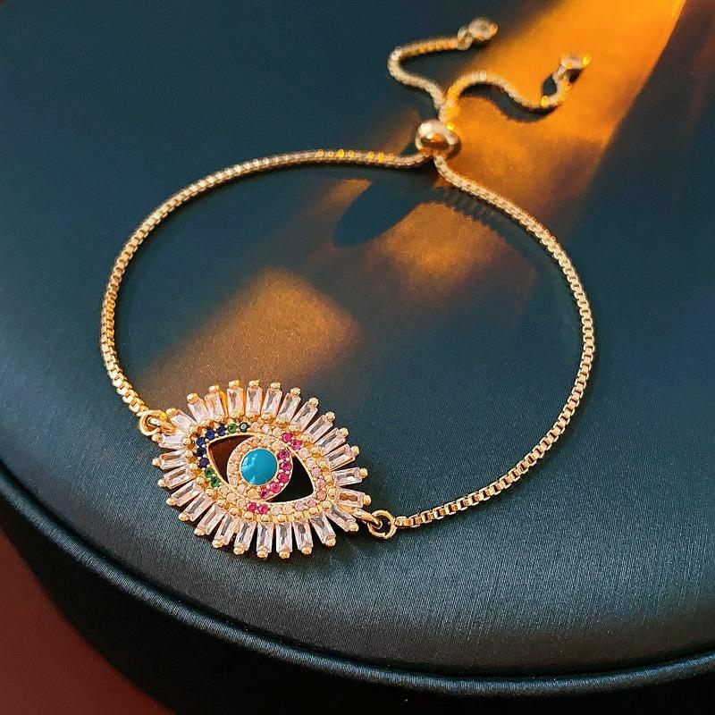 Zircon rhombus flower hollow adjustable bracelet Korean niche exquisite bracelet temperament versatile fashion jewelry women