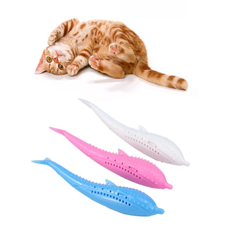 Toy Fish Catnip Teeth Cleaning Self Entertainment Silicone Fish Chew Play Grinding Pet SuppliesTeaser Durable Safe Easy Clean
