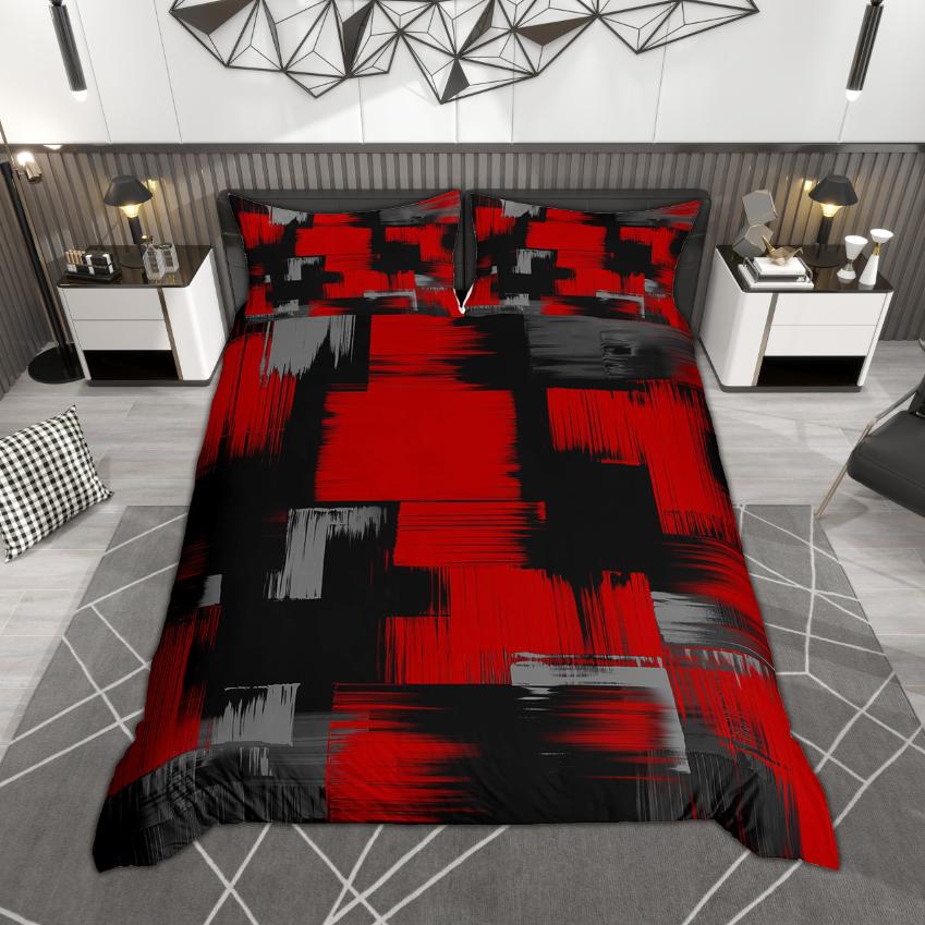 Homewish Aesthetic Ombre Duvet Cover Set, Chic Oil Painting Bedding Set, Hippie Graffiti Quilt Cover Set, Minimalist Room Decor