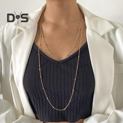 Frauen Pullover Kette Doppel-schicht Legierung Perlen Einstellbare Kleidung Schmuck Dating Prom Party Kleidungsstück Dekoration Halskette