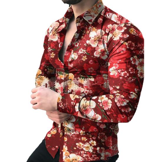 

Практичная стильная тонкая универсальная мужская свободная рубашка с защитой от морщин на каждый день M красный