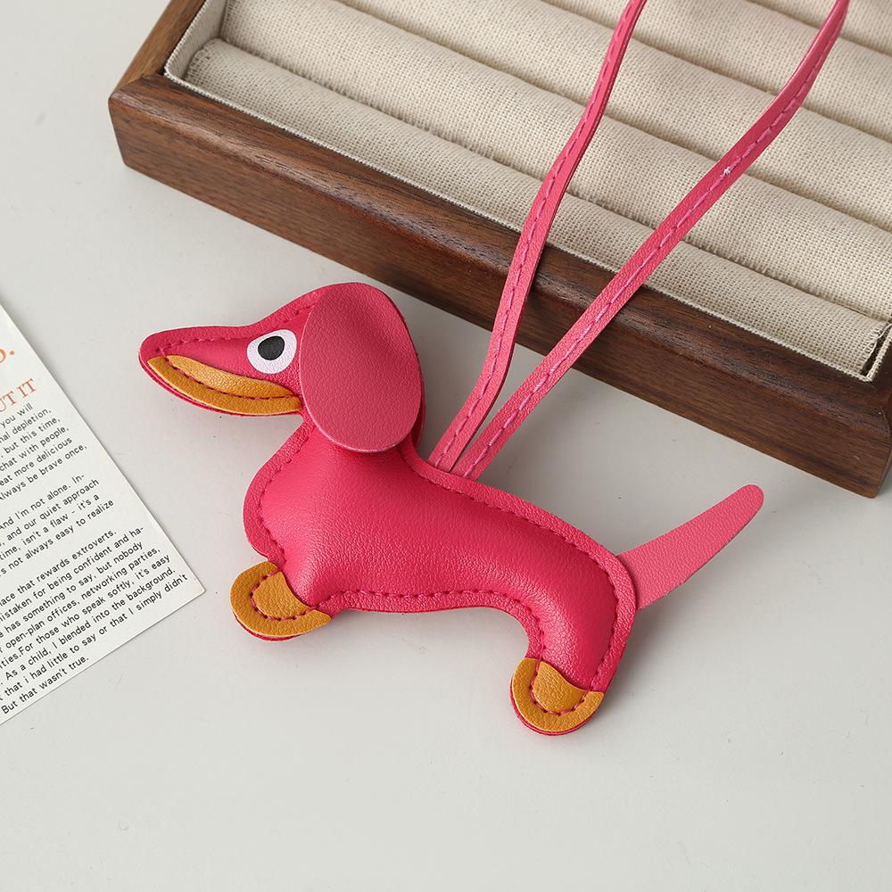 Dachshund Leather Pendant Korean Version DIY Cute Ins Puppy Bag Pendant Lanyard Couple Car Pendant Spot
