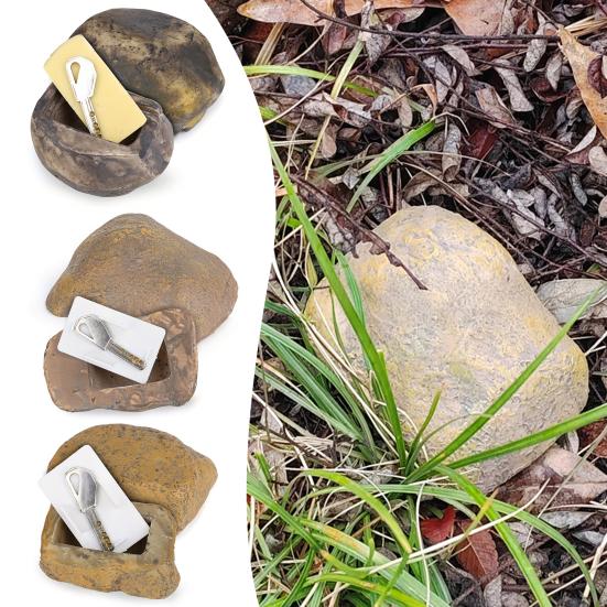 Garden Fake Stone Key Hider Storage Box Outdoor Yard Lawn Simulated Rock Resin Statue Decoration House Spare Key Secret Holder Container