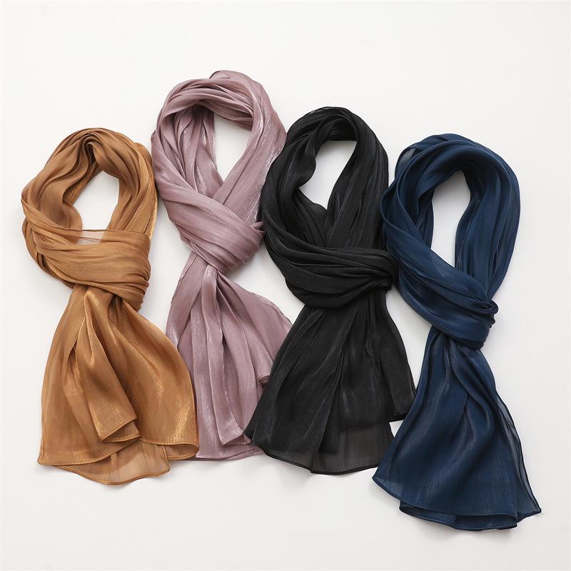 2025 Frühling/Sommer Damen Seidenschal: Leichter, einfarbiger Sonnenschutzschal