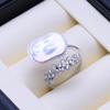 LSOOYH Freshwater Big Baroque Pearl Rings For Women Classic Silver Color Party Ring Anniversary Birthday Gifts