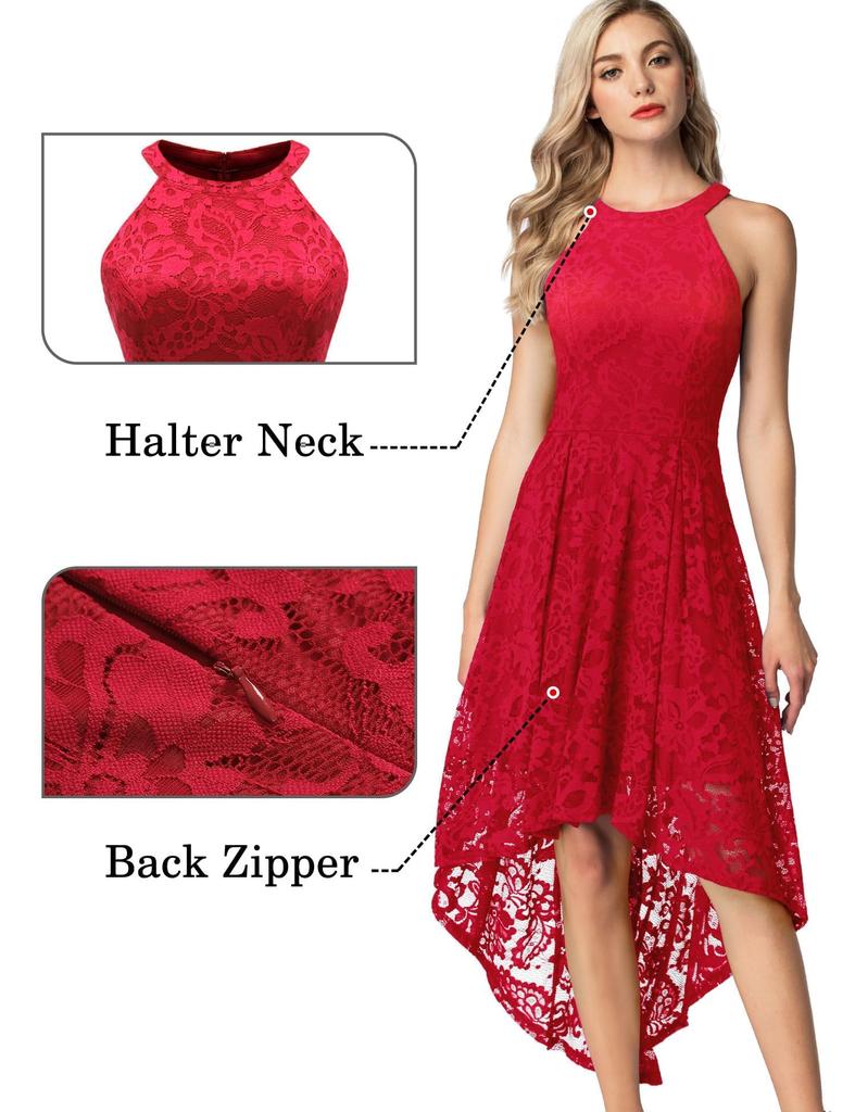 Dressy Star Lace Party Halter High Plus Perfect for and Weddings Size Women's Dress, Dress, Long, Neck, Sleeveless, Waist, Size, Guests, Receptions,